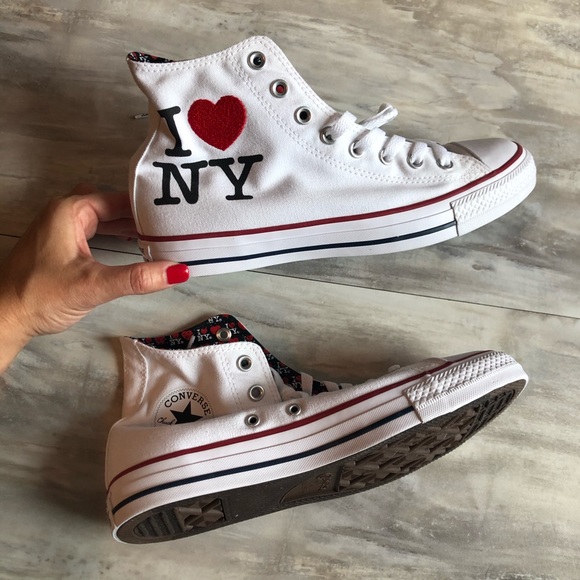 Converse Chuck Taylor I Love New York White sneaker high top shoe size 10 - Picture 4 of 7